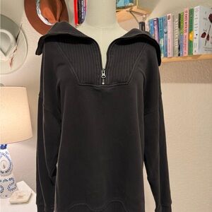 Aerie Charcoal Ribbed Pullover